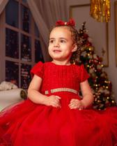 Vestido Infantil Festa Aniversário Natal Vermelho