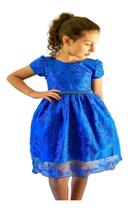 Vestido Infantil Festa Azul Royal Daminha Florista Cinderela - Flor de Maria