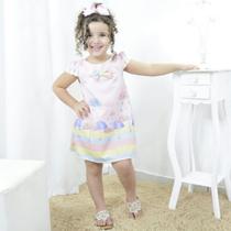 Vestido infantil festa chuva de amor e bênçãos - tubinho trapézio