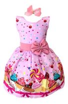 Vestido Infantil Festa Doces E Guloseimas Luxo