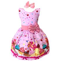 Vestido Infantil Festa Doces E Guloseimas Luxo