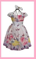 Vestido Infantil Festa Floral Branco