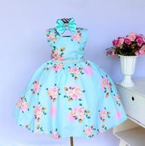 Vestido Infantil Festa Floral Casamento Formatura Aniversario Tiara