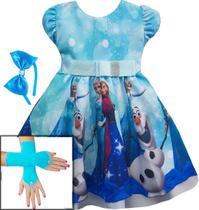 Vestido Infantil Festa Frozen Elsa Luxo Envio Imediato