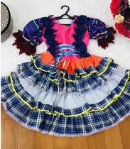 Vestido Infantil Festa Junina Caipira Junino Babado Super Luxo 3 a 12 anos - vestidocas
