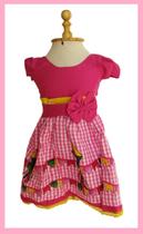 Vestido Infantil Festa Junina Caipirinha São João Rosa