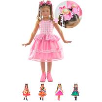Vestido Infantil Festa Junina São João - Várias Cores + 2 Laço Cabelo
