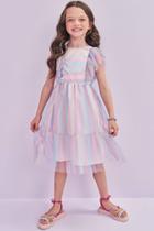 Vestido Infantil Festa Kukiê Verão Em Tule Colorido 77401