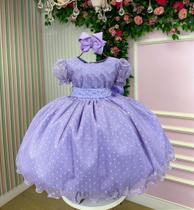 Vestido Infantil Festa Lilás com Bolinhas para Bebê