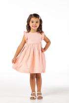 Vestido Infantil Festa Luxo Algodão Rose Texturizado