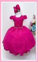 Vestido Infantil Festa Luxo Nervura Pink