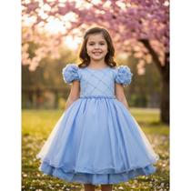 Vestido Infantil Festa Luxo Princesa Pérolas Manga Bufante Vestido Infantil Festa Luxo Princesa Pérolas Manga Bufante