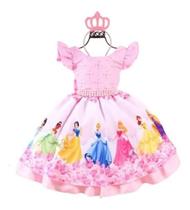 Vestido Infantil Festa Luxo Princesas + Tiara de Cora