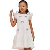 Vestido Infantil festa Luxo Tule Ano novo Laço Stras Infanti
