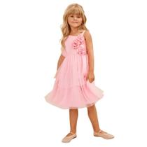 Vestido Infantil festa Luxo Tule Rosa Pérolas e Flor Infanti Vestido Infantil festa Luxo Tule Rosa Pérolas e Flor Infanti