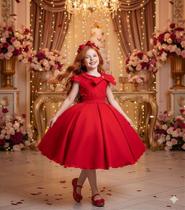 Vestido Infantil Festa Luxo Vermelho Ravena - Elegante e Sofisticado Vestido Infantil Festa Luxo Vermelho Ravena - Elegante e Sofisticado