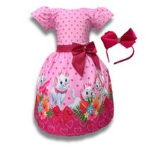Vestido Infantil Festa Menina Gatinha Marrie C/tule Tiara