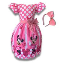 Vestido Infantil Festa Menina Ratinha Mouse C/tule Tiara