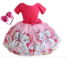 Vestido Infantil Festa Meninas Luxo Marie Gatinha Tiara