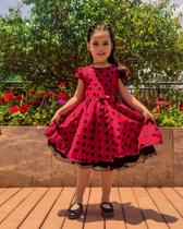 Vestido infantil festa minnie ladybag vermelho bola preta