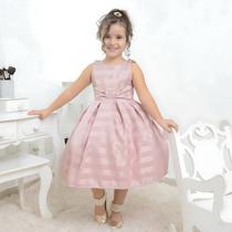 Vestido infantil festa na cor rosa seco