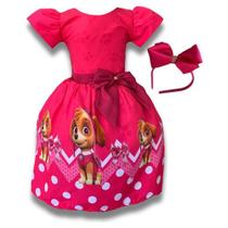 Vestido Infantil Festa Patrulha Canina Pink Sky C/tule Tiara - Pequenos Encantos Baby