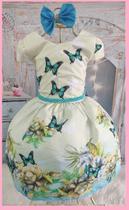 Vestido Infantil Festa Pérola Primavera / Floral Borboletas Vestido Infantil Festa Pérola Primavera / Floral Borboletas