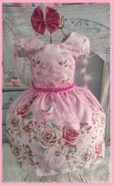 Vestido Infantil Festa Pérola Primavera / Floral Borboletas