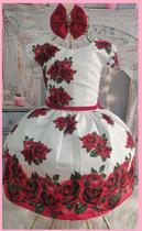 Vestido Infantil Festa Pérola Primavera / Rosas Vermelhas Vestido Infantil Festa Pérola Primavera / Rosas Vermelhas