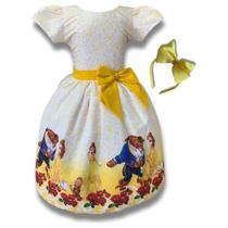 Vestido Infantil Festa Princ Bela E A Fera Luxo C/tule Tiara