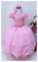 Vestido Infantil Festa Renda Rosa claro