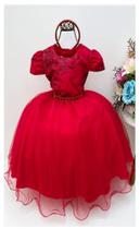 Vestido Infantil Festa Renda Vermelho Tule