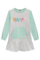 Vestido Infantil Festa Simples Bonito Feminino Moletom Peluciado Kukie Happy Juvenil Inverno