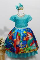 Vestido Infantil Festa Temática Ariel E Tiara Vestido Infantil Festa Temática Ariel E Tiara