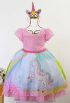 Vestido Infantil Festa Temática Unicórnio E Tiara Vestido Infantil Festa Temática Unicórnio E Tiara