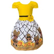 Vestido Infantil Festa Temático Lol Dourada Queen Bee