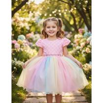 Vestido Infantil Festa Unicórnio Colorido Princesa Arco-íris Vestido Infantil Festa Unicórnio Colorido Princesa Arco-íris