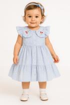 Vestido Infantil Festa Vichy Xadrez Babado Laço Luxo