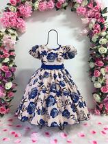 Vestido Infantil Flora Estampado Flores Passarinho Inspiração Vestido Infantil Flora Estampado Flores Passarinho Inspiração