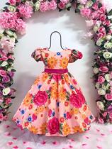 Vestido Infantil Flora Estampado Flores Passarinho Inspiração Vestido Infantil Flora Estampado Flores Passarinho Inspiração