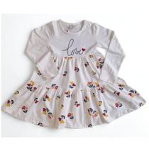 Vestido Infantil Floral Branco com Manga Longa - Brandili Vestido Infantil Floral Branco com Manga Longa - Brandili