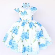 Vestido Infantil Floral Festa Luxo E Tiara Vestido Infantil Floral Festa Luxo E Tiara