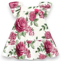 Vestido Infantil Floral Meninas Manga Curta Milon Vestido Infantil Floral Meninas Manga Curta Milon