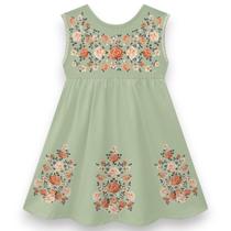 Vestido Infantil Flores Meninas Estiloso Milon