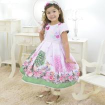 Vestido infantil Floresta Encantada Luxuoso - 6 Meses a 10 anos