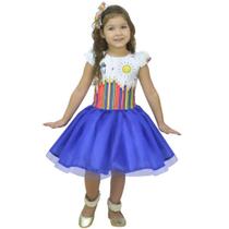 Vestido infantil Formatura ABC Aquarela Azul - Moderna Meninas