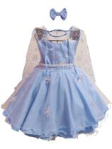 Vestido Infantil Frozen Elsa Princesa Festa Luxo Com Capa