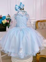 Vestido Infantil Frozen Princesas Capa de Luxo Aniversário Festa 0726