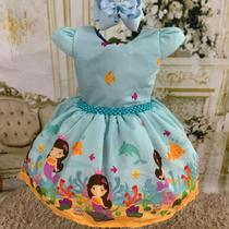 Vestido infantil fundo do mar