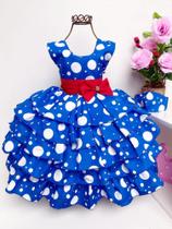 VESTIDO INFANTIL GALINHA PINTADINHA AZUL BABADO SEM MANGAS - tam 1